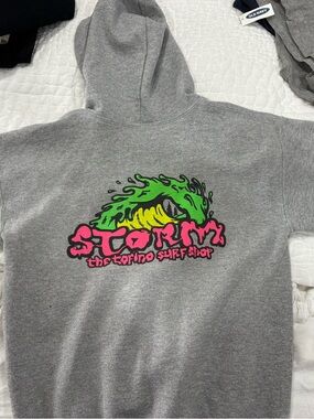 Grey large storm Torino surf shop hoodie